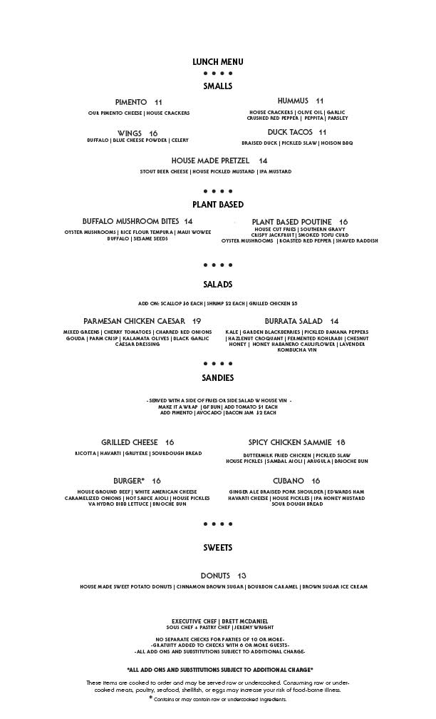 Lunch Menu - Esoteric