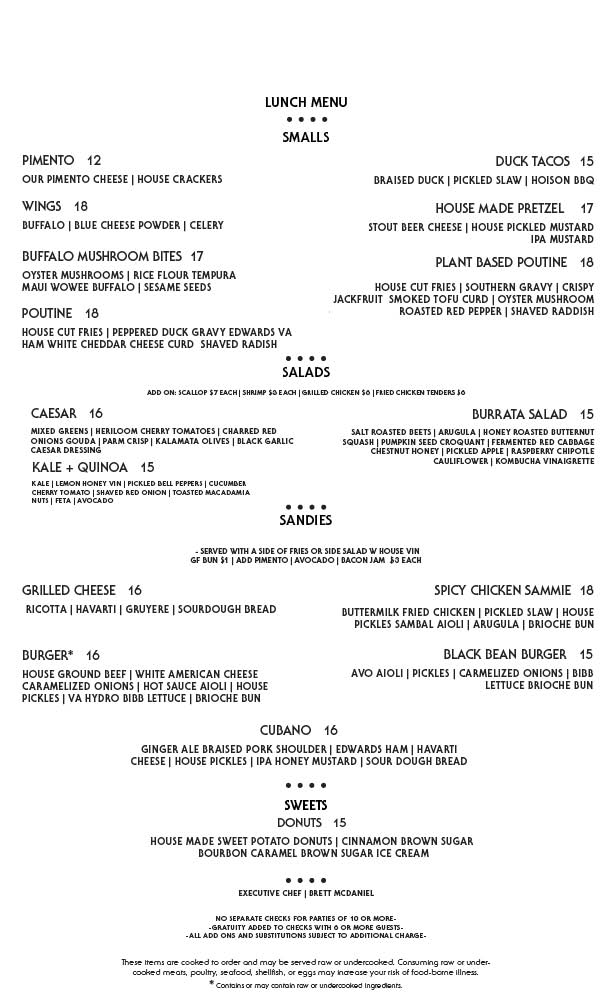 Lunch Menu - Esoteric